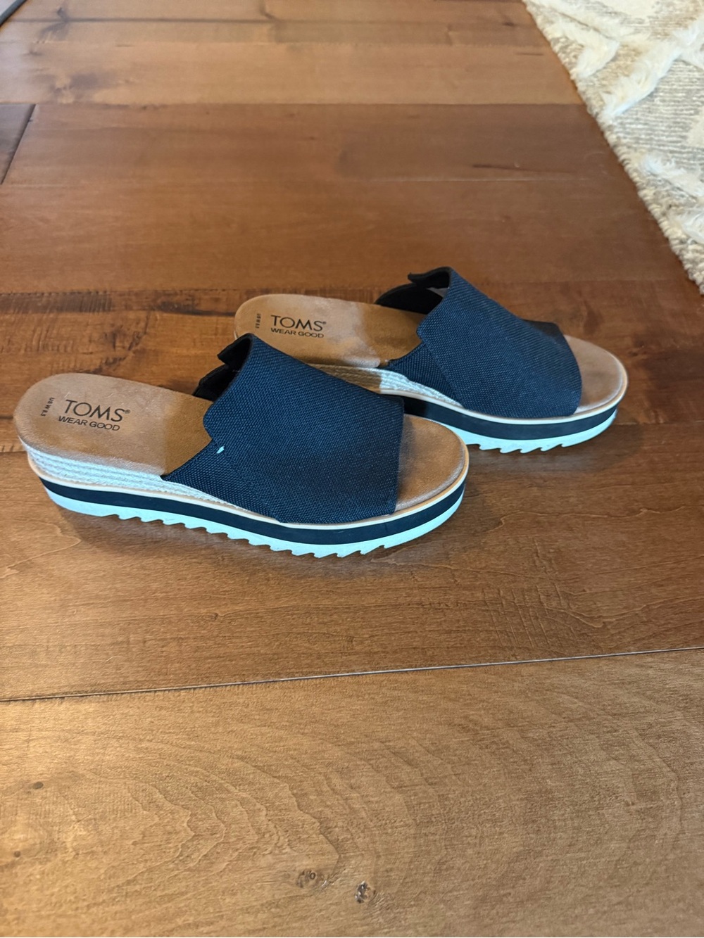 TOMS black Slide Platform Mules